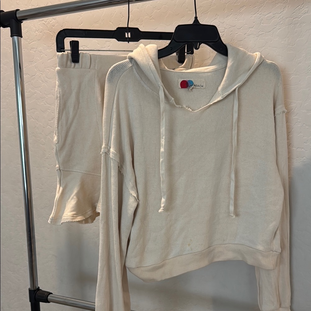 FP Cream Hoodie and Skirt Set